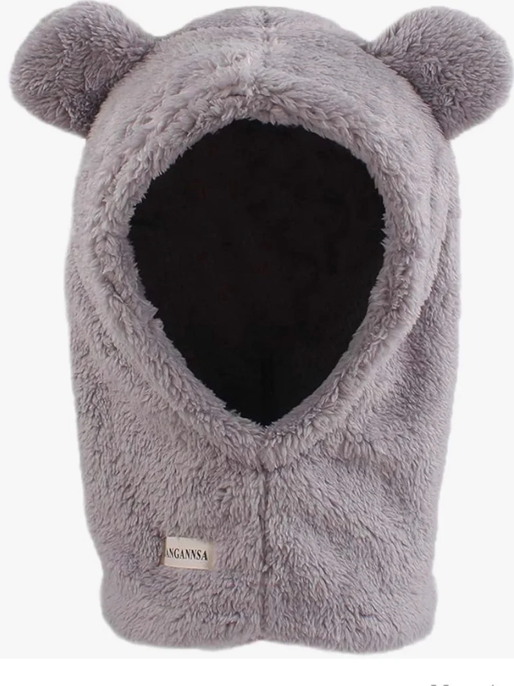Plush Bear Hooded Winter Hat - Gray